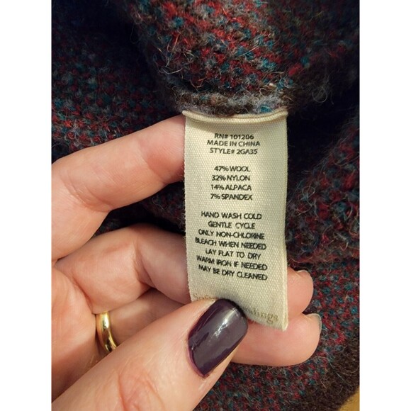 Soft Surroundings Aspen Plaid Sweater Coat Size L Women  Wool Alpaca Blend - Picture 7 of 9